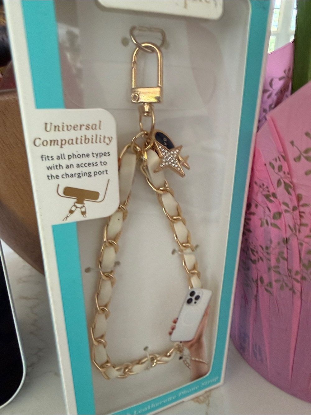 Nanette Lepore Cream and Gold Star Charm Phone Wristlet
